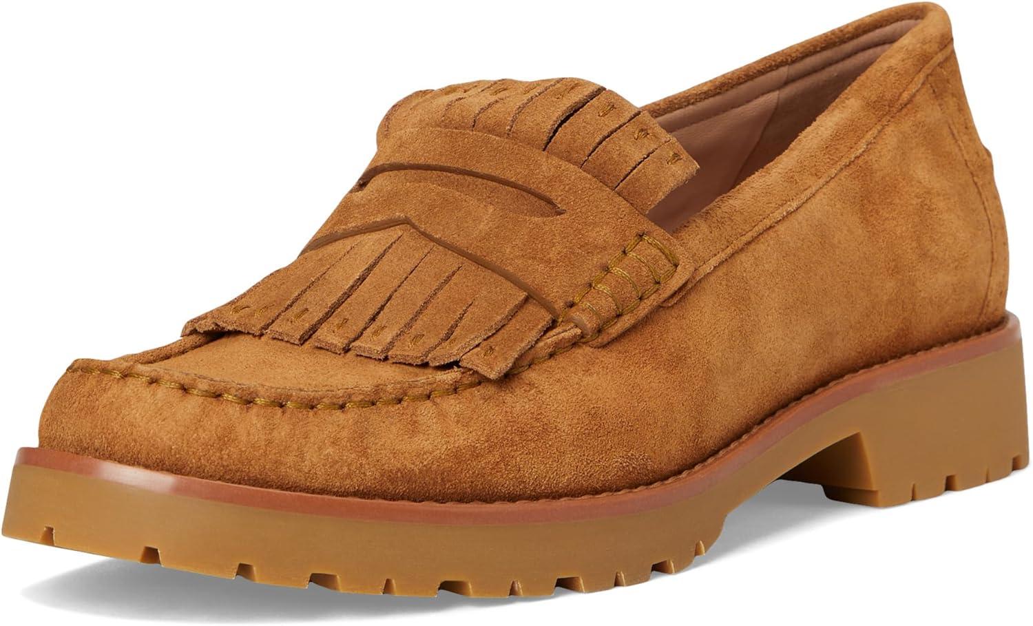 image:imageCole Haan Womens Treena Lug Kiltie LoafersGolden Honey Cow Suede