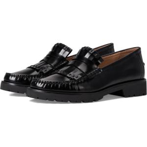 Cole Haan Womens Treena Lug Kiltie Loafers(Black Box Leather)