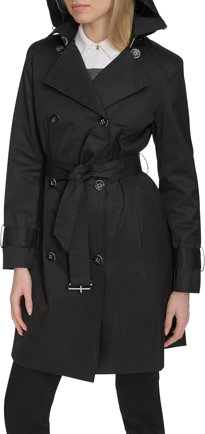 image:imageCole Haan Womens DB Trench With Hood Classic JacketBlack