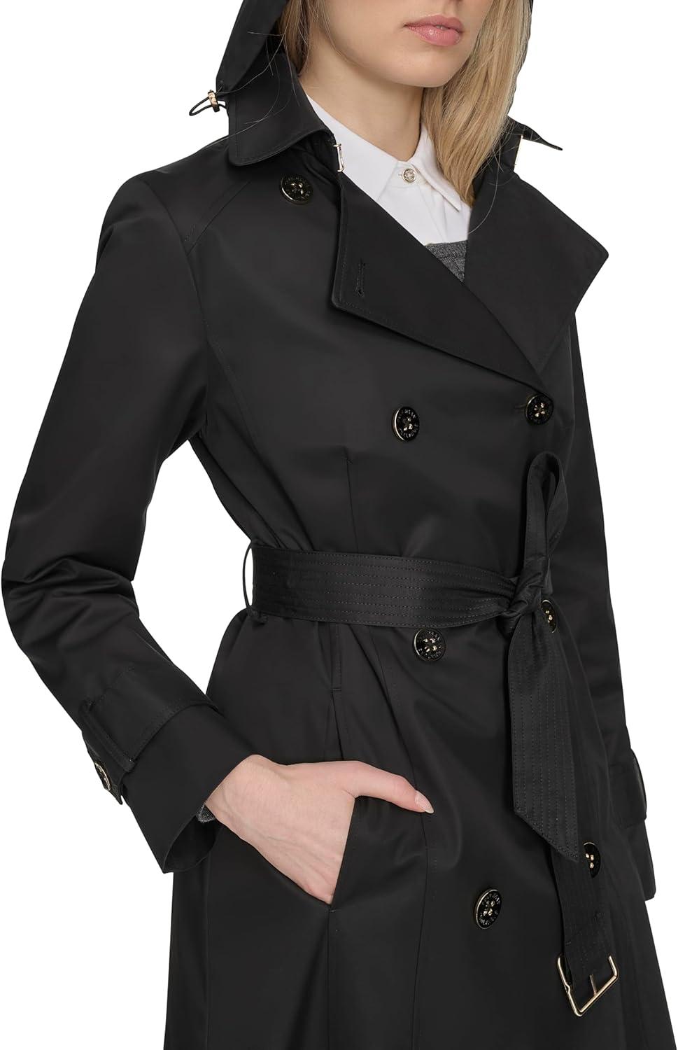 image:imageCole Haan Womens DB Trench With Hood Classic JacketBlack