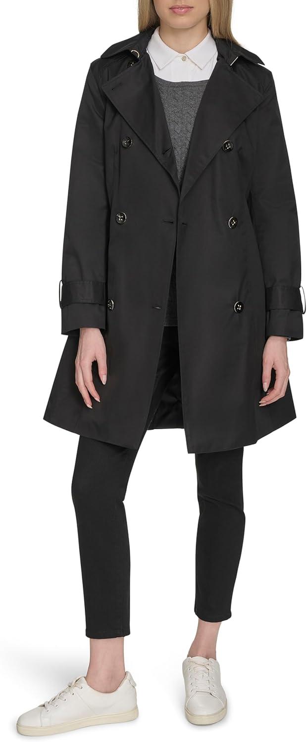image:imageCole Haan Womens DB Trench With Hood Classic JacketBlack