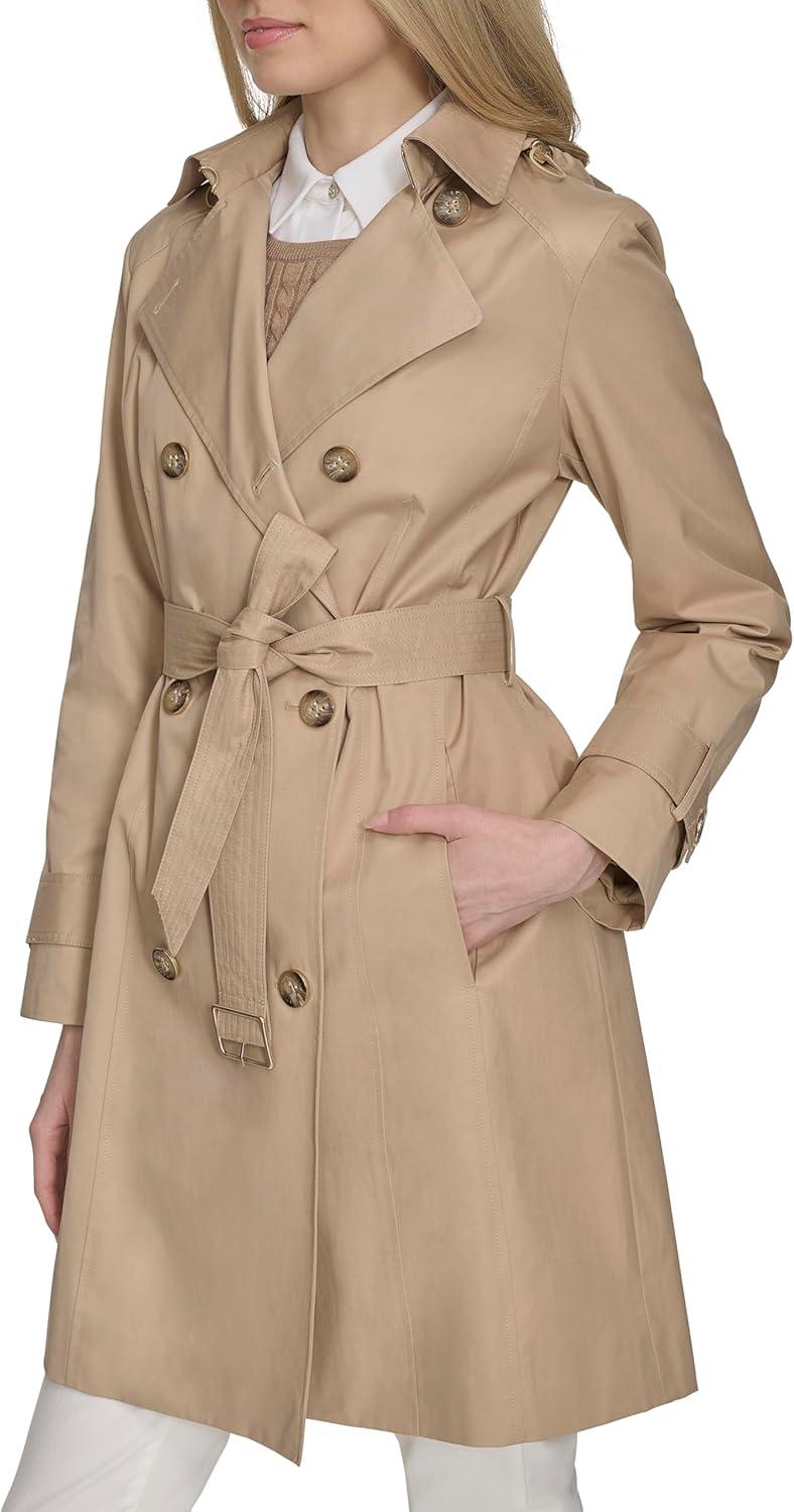 image:imageCole Haan Womens DB Trench With Hood Classic JacketKhaki