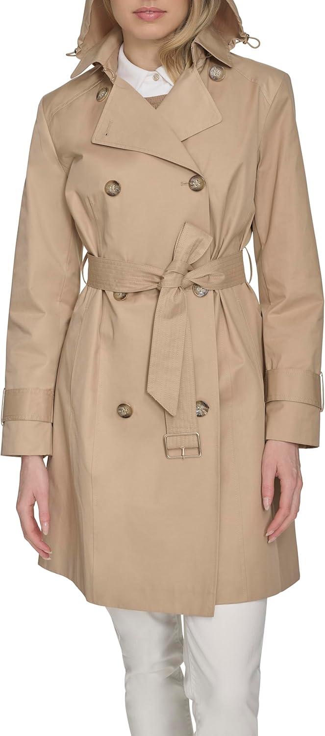 image:imageCole Haan Womens DB Trench With Hood Classic JacketKhaki