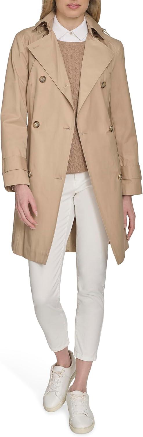 image:imageCole Haan Womens DB Trench With Hood Classic JacketKhaki