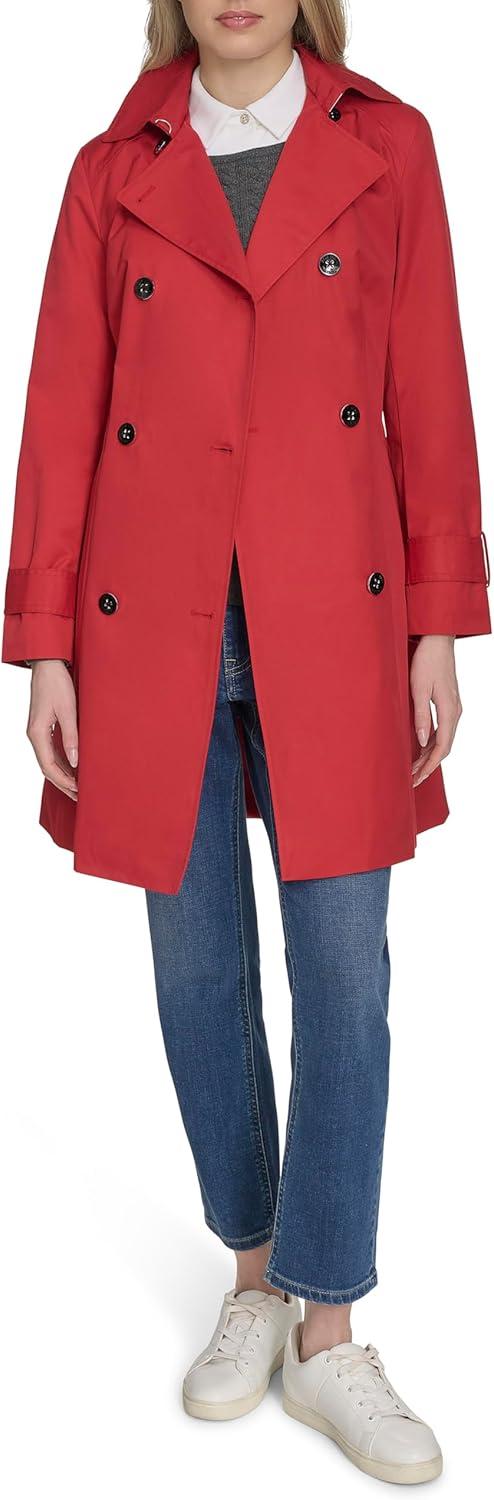 image:imageCole Haan Womens DB Trench With Hood Classic JacketRed