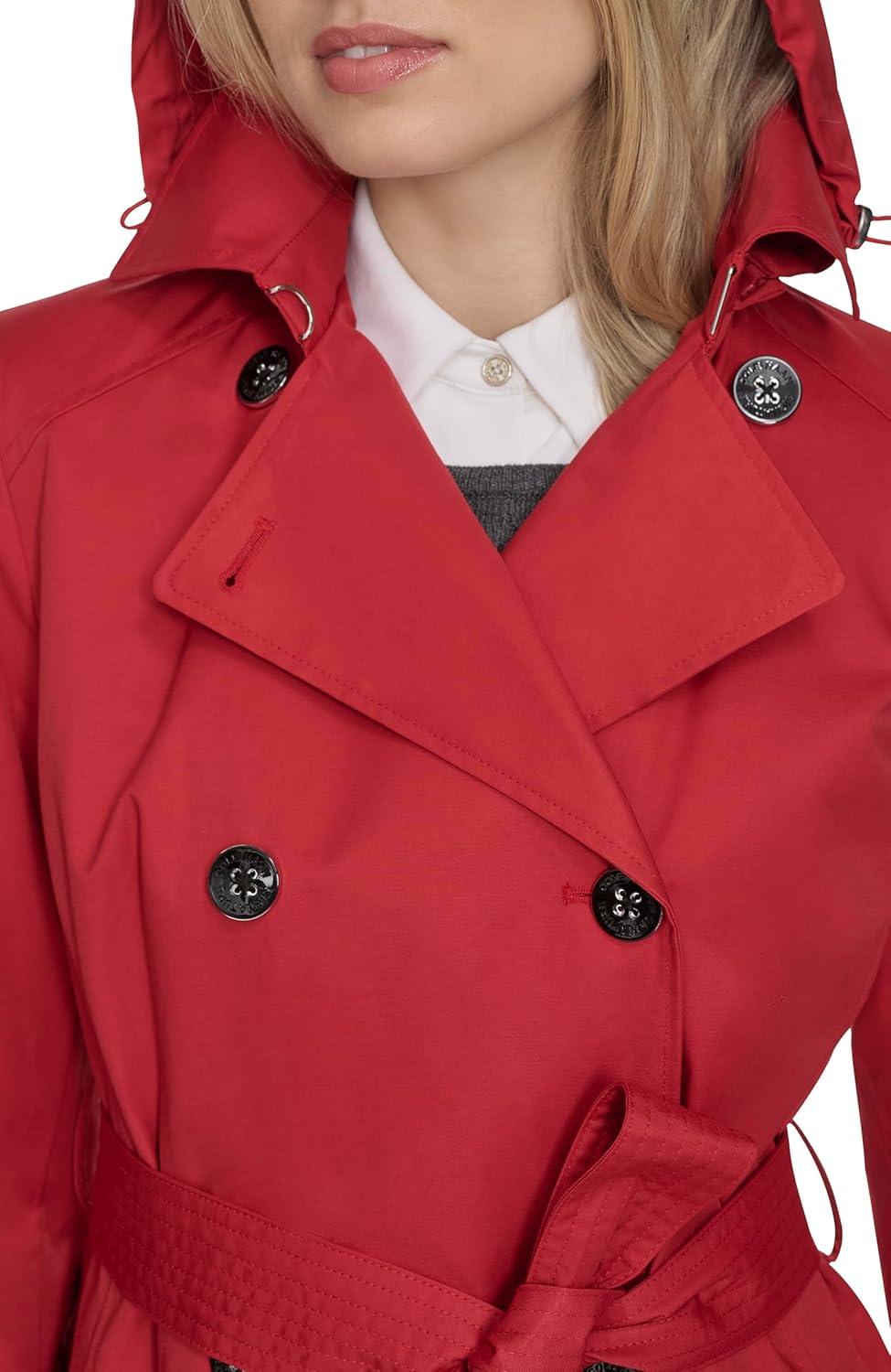 image:imageCole Haan Womens DB Trench With Hood Classic JacketRed