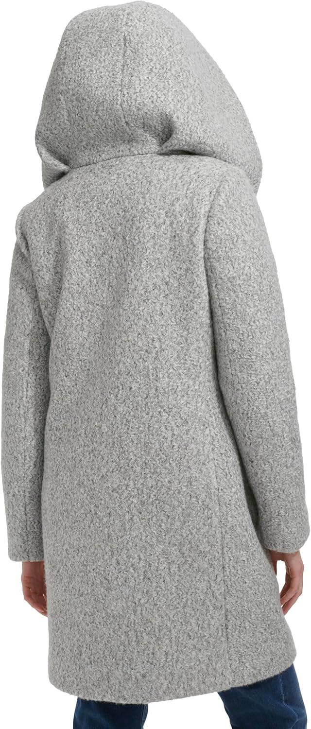 image:imageCole Haan Womens Soft Pressed Boucle Shawl Hood Relaxed Fit CoatLight Grey