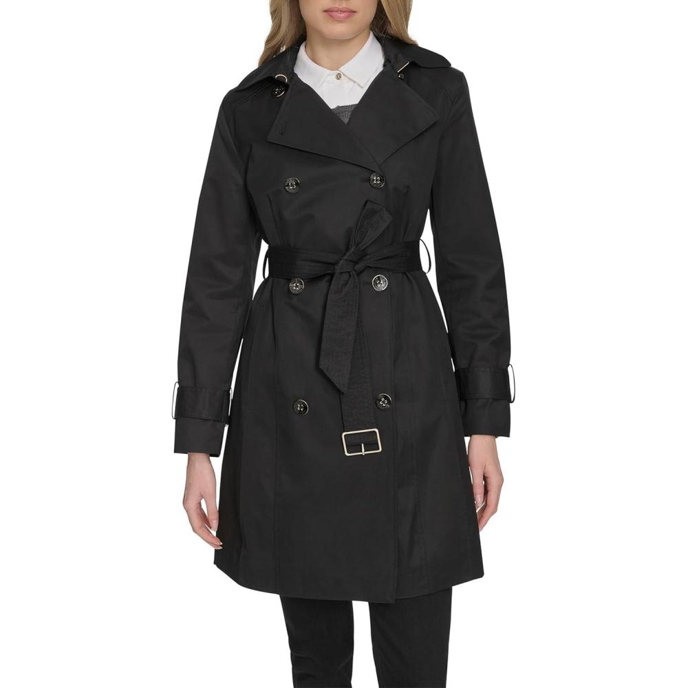 image:imageCole Haan Womens DB Trench With Hood Classic JacketBlack