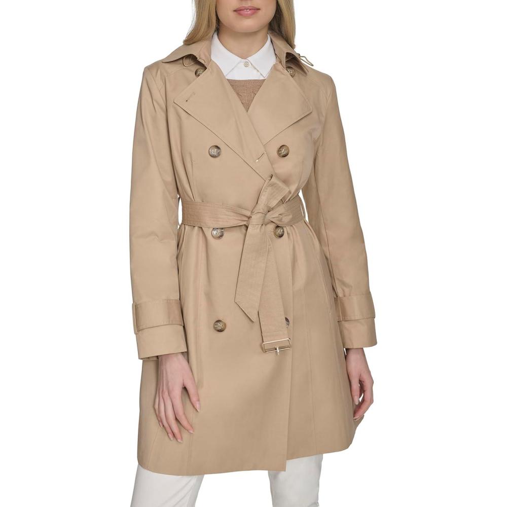 image:imageCole Haan Womens DB Trench With Hood Classic JacketKhaki