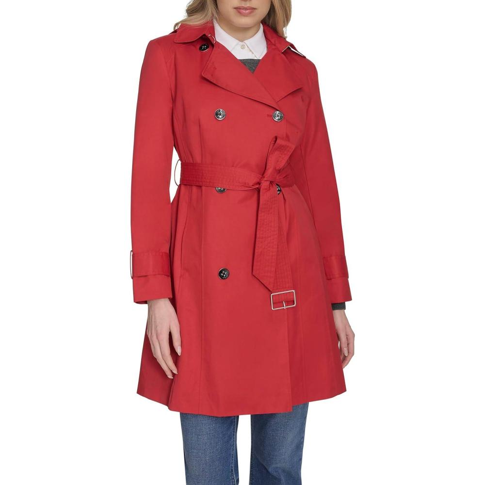 image:imageCole Haan Womens DB Trench With Hood Classic JacketRed
