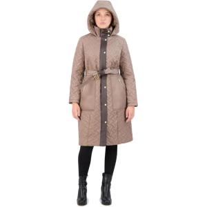 Cole Haan Women’s Quilted Long Sleeve Casual Timeless Jacket(Cashew)