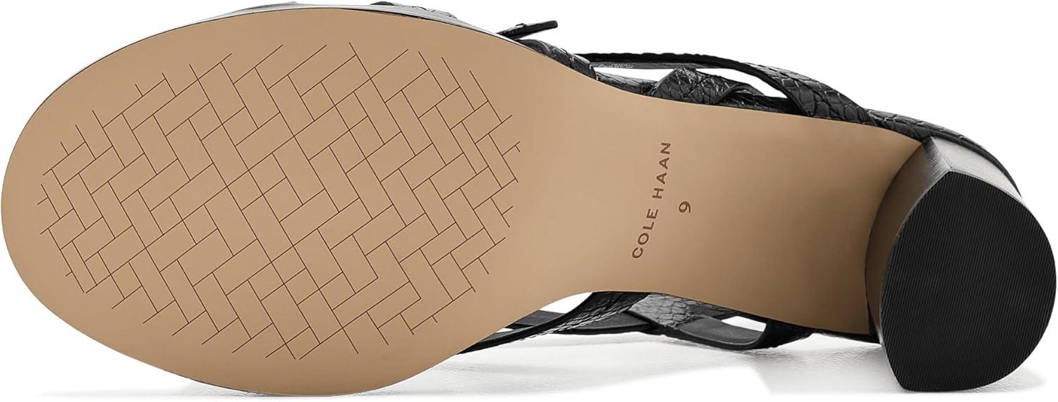 image:imageCole Haan Womens Dillon Heeled StrappyBlack Glossy Snake Print Leather