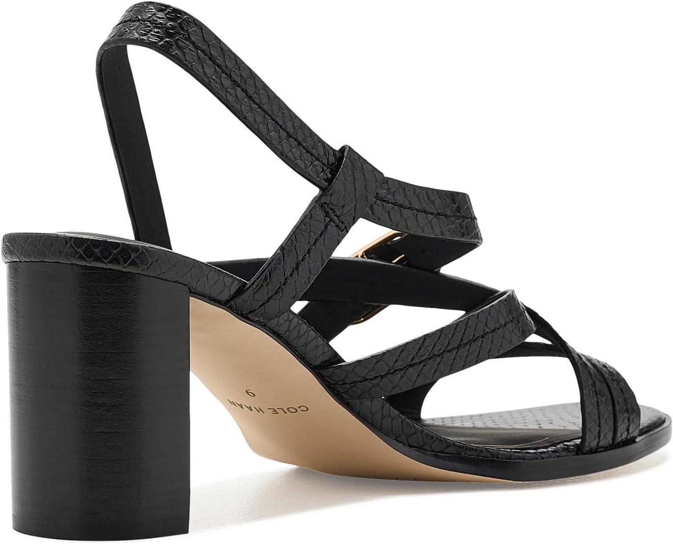 image:imageCole Haan Womens Dillon Heeled StrappyBlack Glossy Snake Print Leather