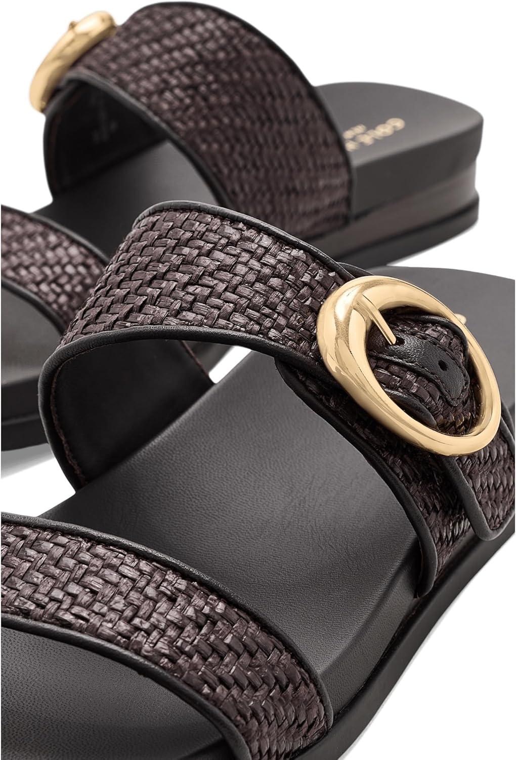 image:imageCole Haan Womens Oaklynn Double Band FootbedDark Brown Raffia