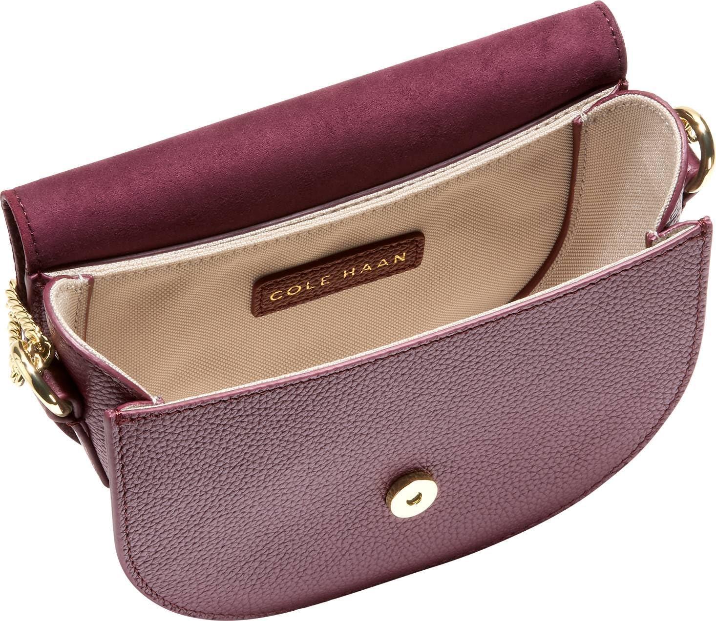 image:imageCole Haan Womens Evie Leather Chain Saddle BagBlack Garnet