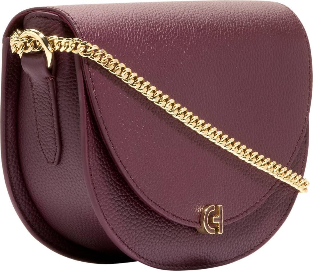 image:imageCole Haan Womens Evie Leather Chain Saddle BagBlack Garnet