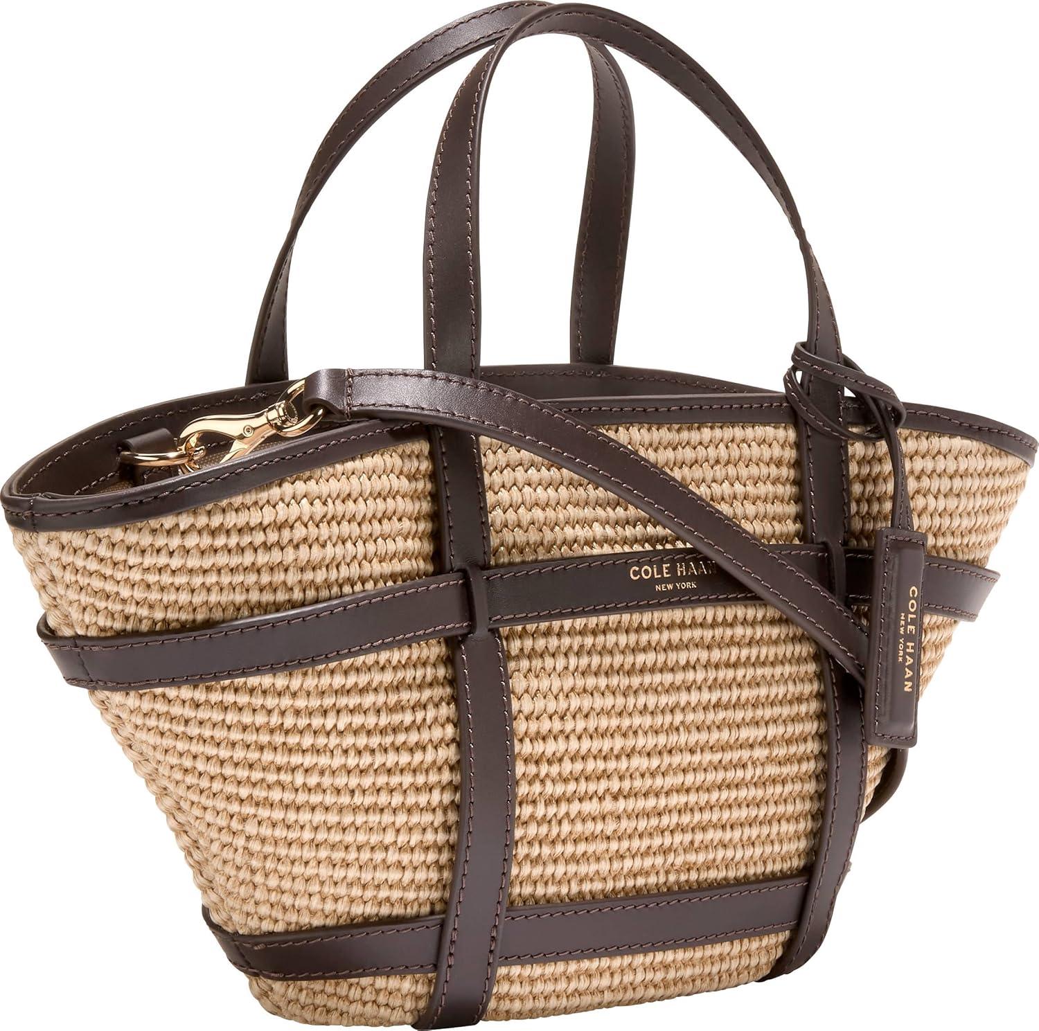 image:imageCole Haan Womens Key West CrossbodyNatural RaffiaDk Chocolate