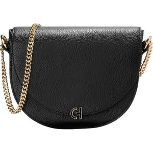 Cole Haan Womens Evie Leather Chain Saddle Bag(Black)