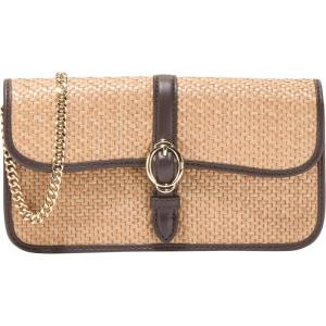 Cole Haan Women’s Wallet – Alexandria Wallet-on-a-Chain(Raffia/Dark Chocolate)