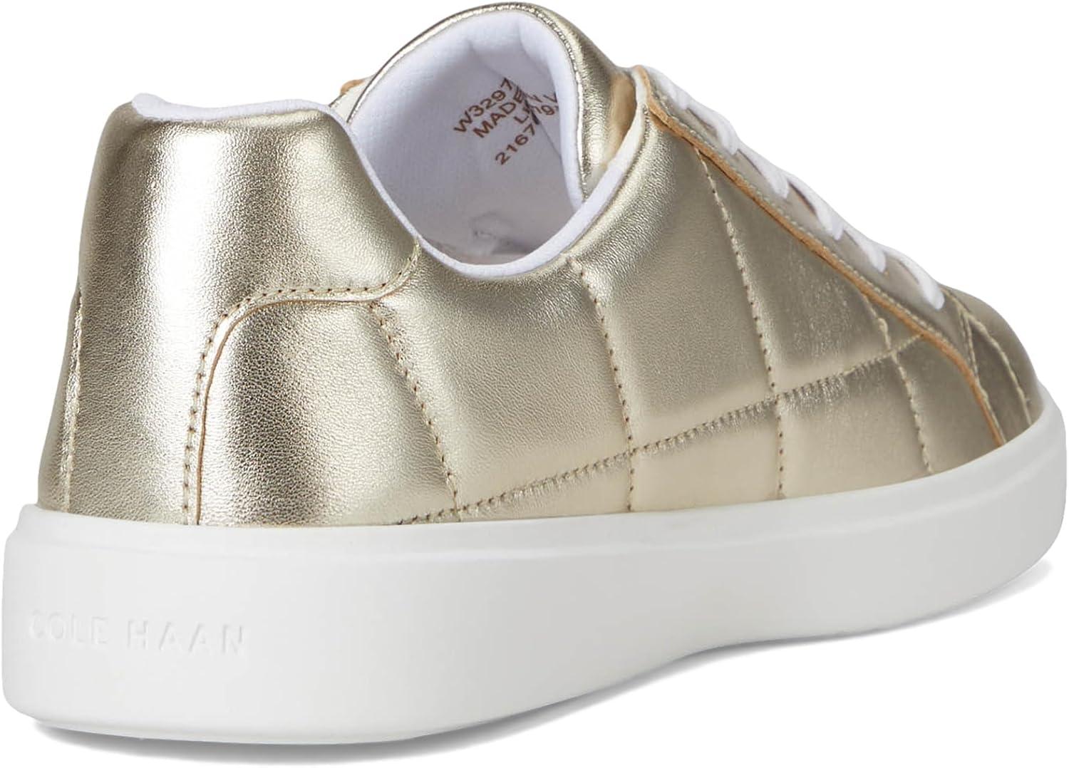image:imageCole Haan Womens Grand Crosscourt DailySoft Gold Quilted LeatherWhite