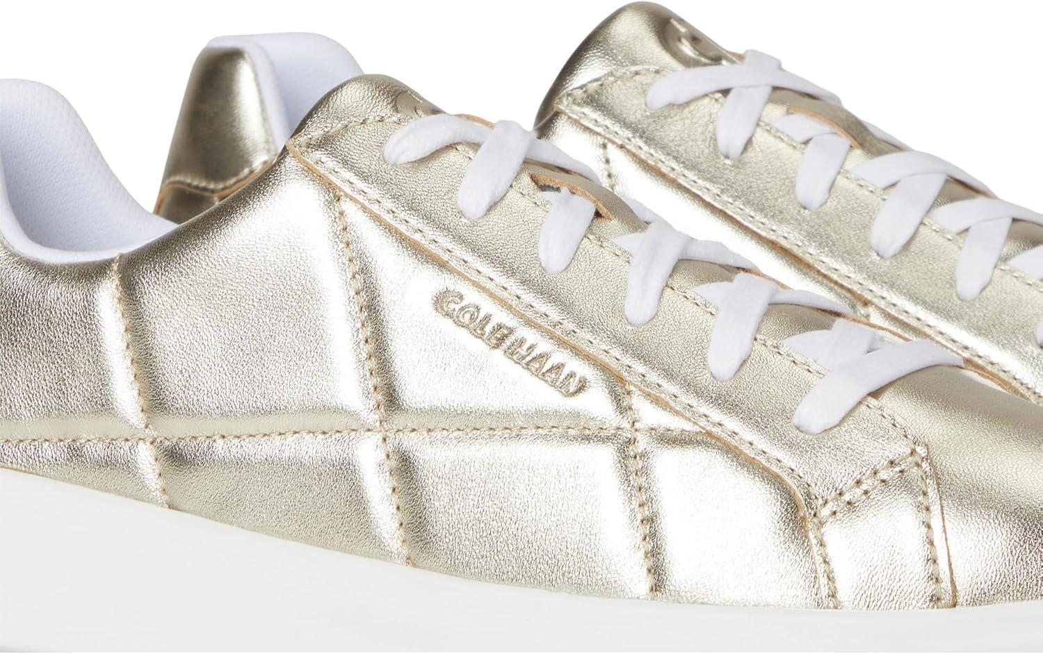 image:imageCole Haan Womens Grand Crosscourt DailySoft Gold Quilted LeatherWhite