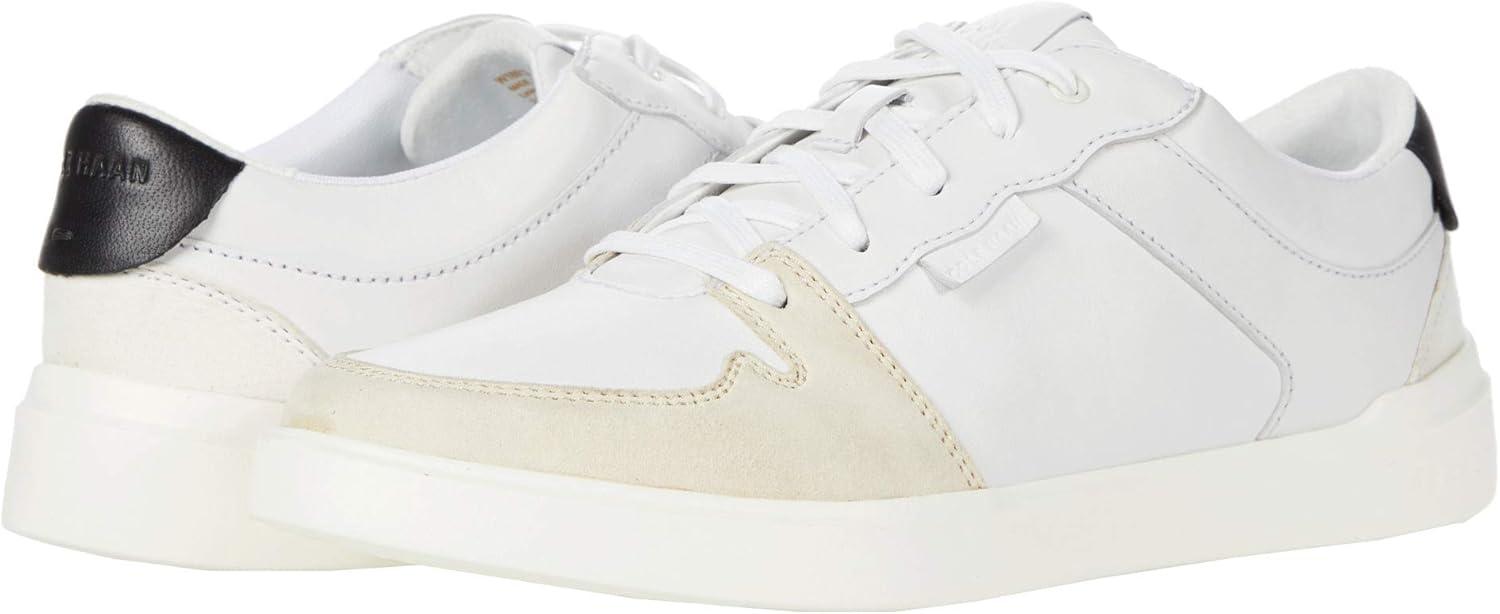 image:imageCole Haan Womens Grand Crosscourt Modern Tennis SneakerOptic White LeatherSuedeBirch SuedeBlack Suede