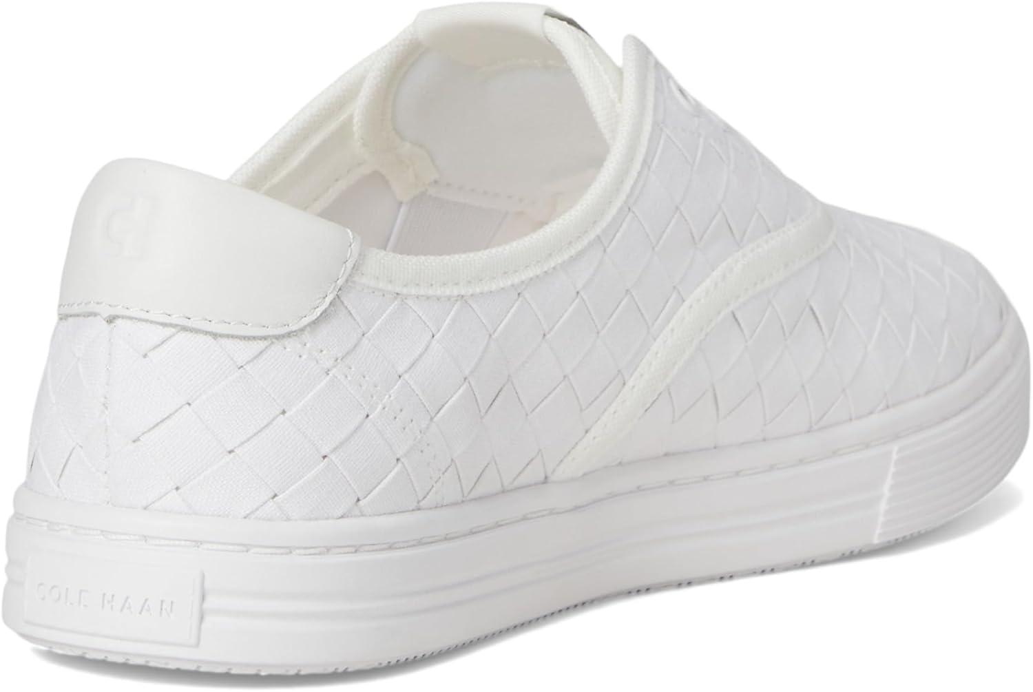 image:imageCole Haan Womens Grandpro HarborWhite Woven CanvasLeatherWhite