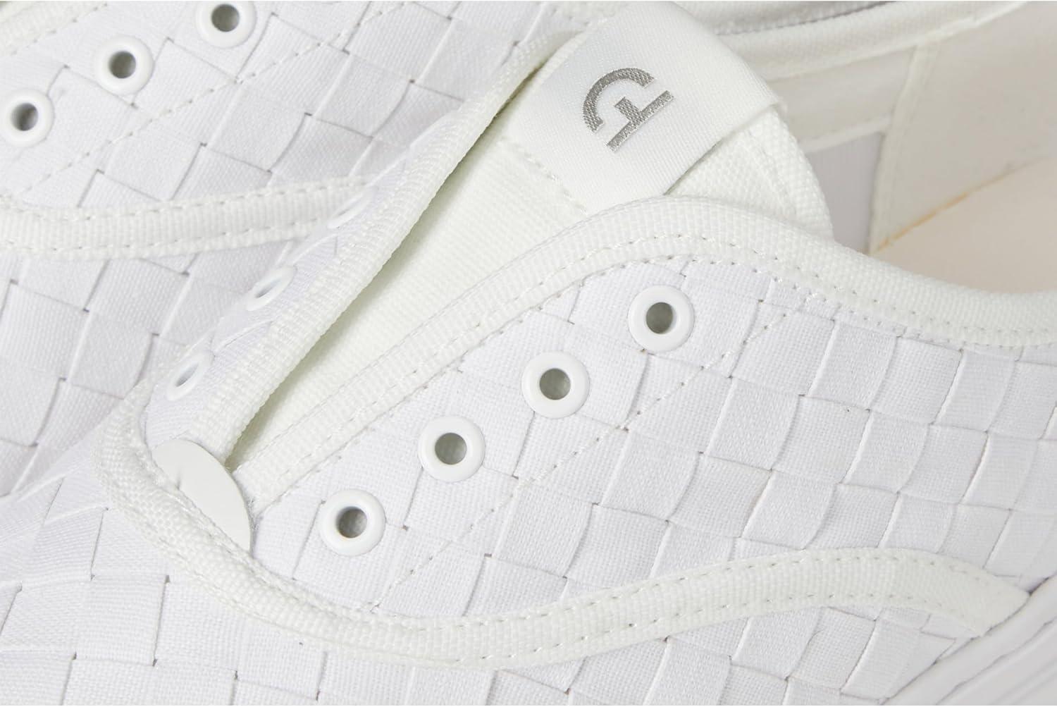 image:imageCole Haan Womens Grandpro HarborWhite Woven CanvasLeatherWhite