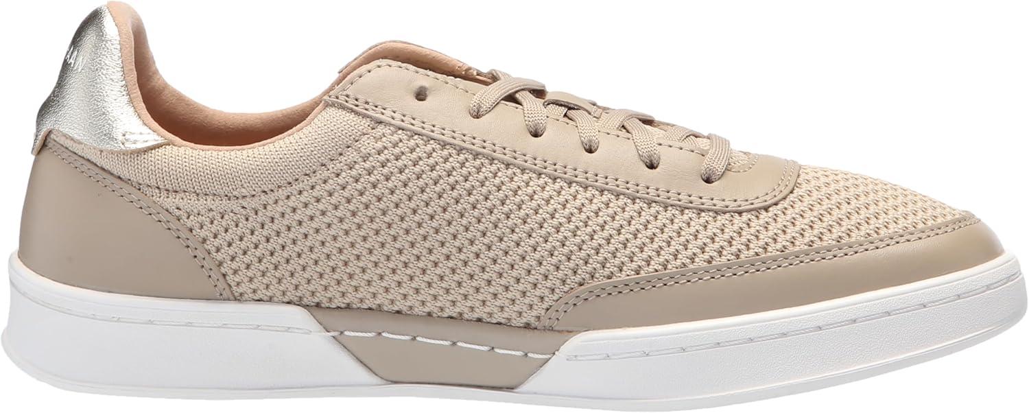 image:imageCole Haan Womens Grandpro LeisureRye KnitLeatherGold MetallicWhite