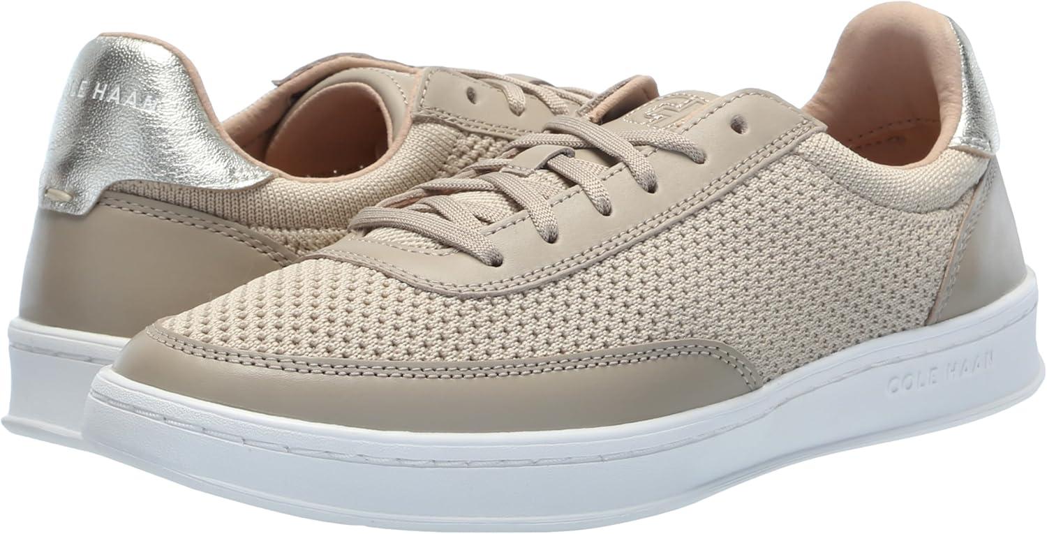 image:imageCole Haan Womens Grandpro LeisureRye KnitLeatherGold MetallicWhite