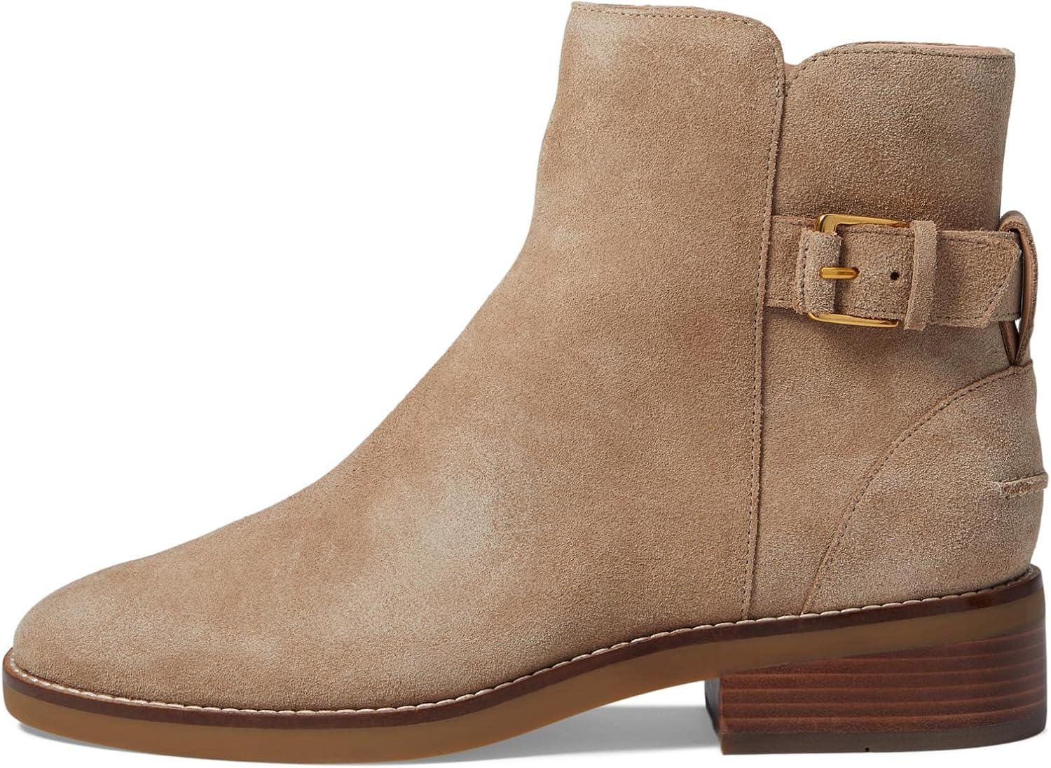 image:imageCole Haan Womens Hampshire Buckle AnkleDark Latte SuedeLight WhiskeyDark Gumt