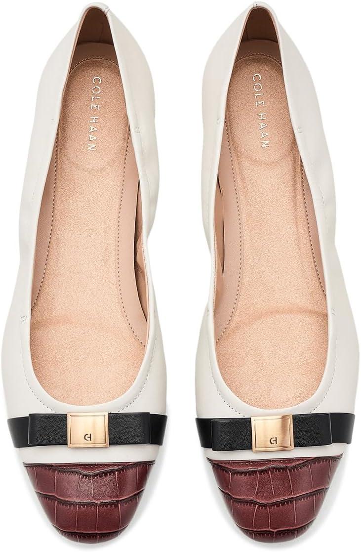 image:imageCole Haan Womens Goto Tova Bow Ballet FlatCh Powder LthrCh Mahogany Croc PrintBlack Lthr