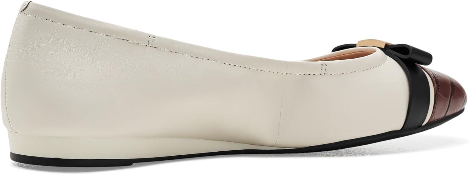 image:imageCole Haan Womens Goto Tova Bow Ballet FlatCh Powder LthrCh Mahogany Croc PrintBlack Lthr