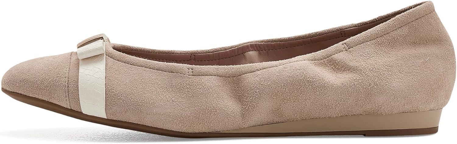 image:imageCole Haan Womens Goto Tova Bow Ballet FlatLight Sesame SuedePowder Leather
