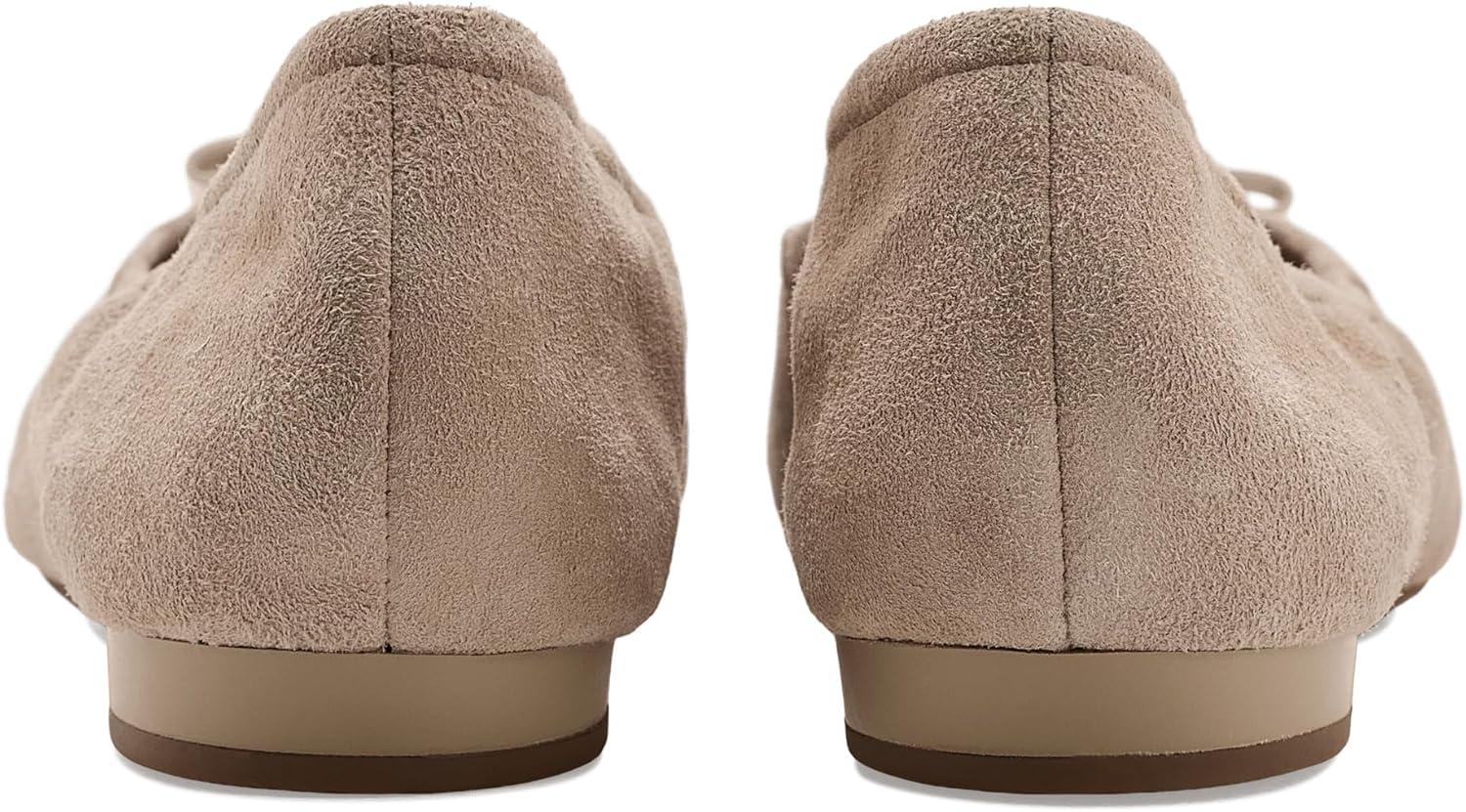 image:imageCole Haan Womens Goto Tova Bow Ballet FlatLight Sesame SuedePowder Leather