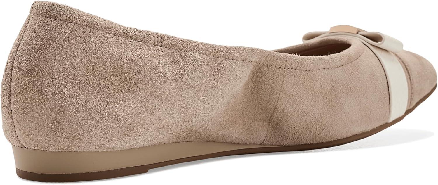 image:imageCole Haan Womens Goto Tova Bow Ballet FlatLight Sesame SuedePowder Leather