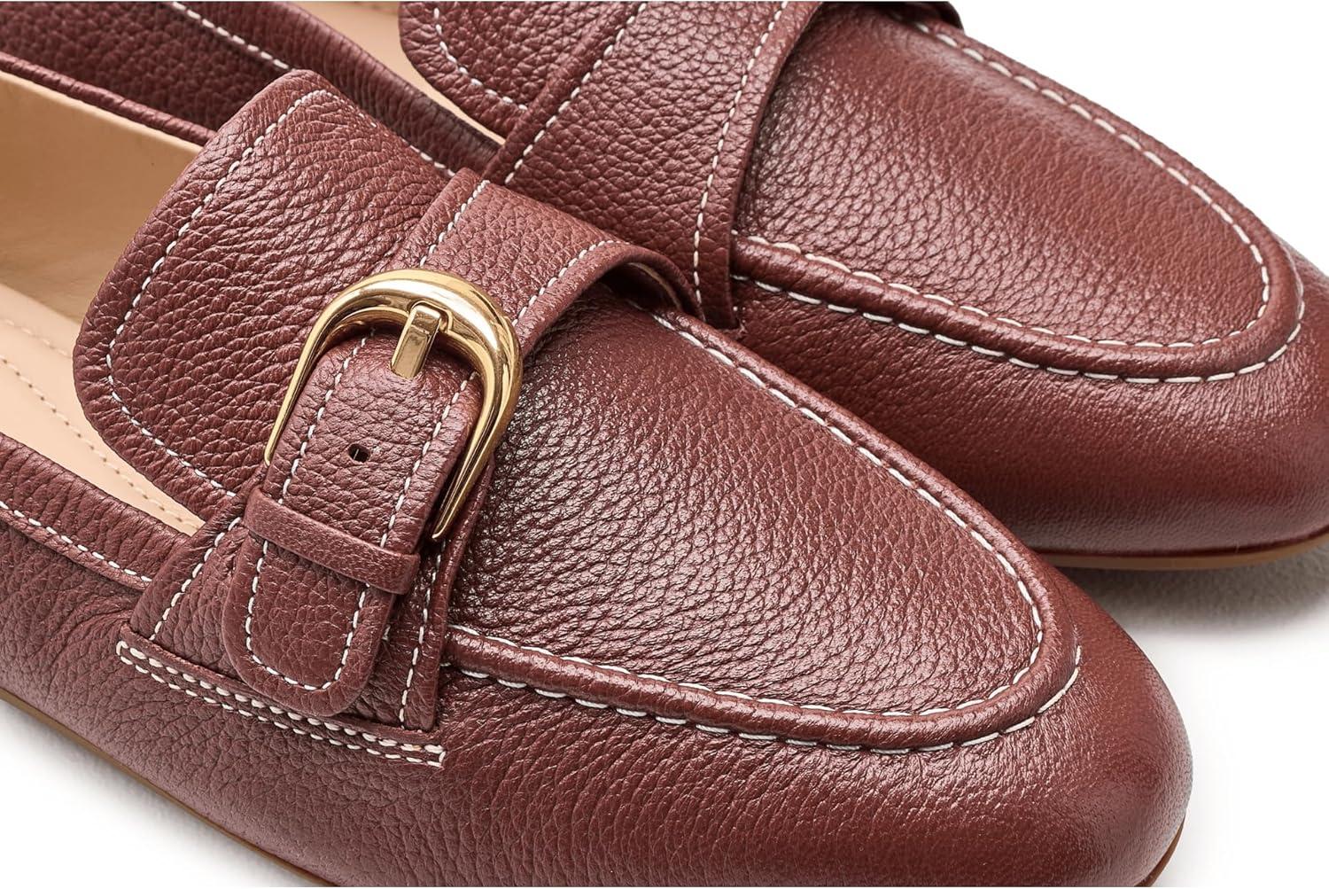 image:imageCole Haan Womens Grand Ambition Alette Buckle LoafersCh Mahogany Tumbled Leather