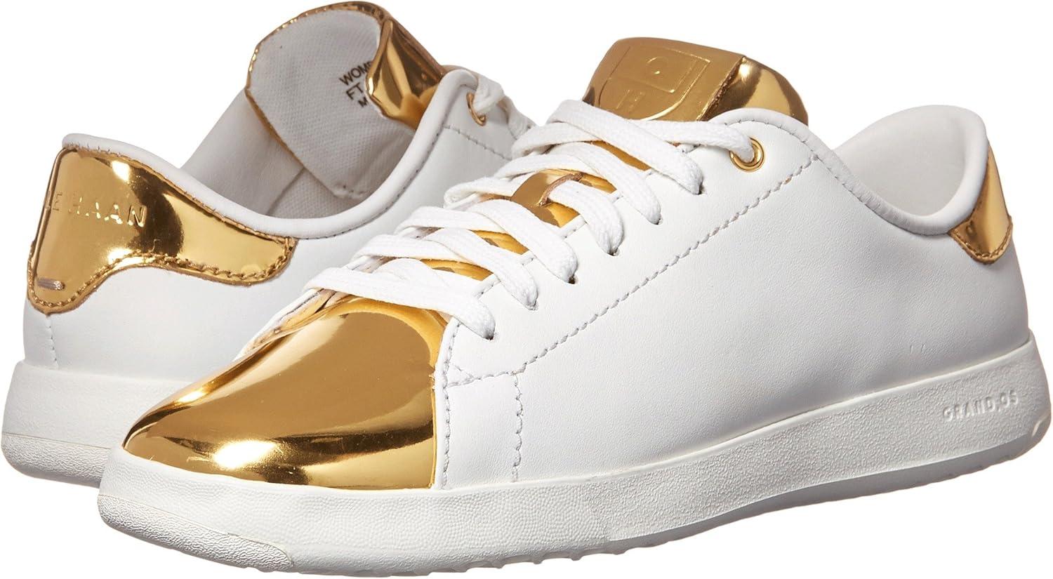 image:imageCole Haan Womens GrandPro Tennis Leather Lace OX Fashion SneakerOptic WhiteGold