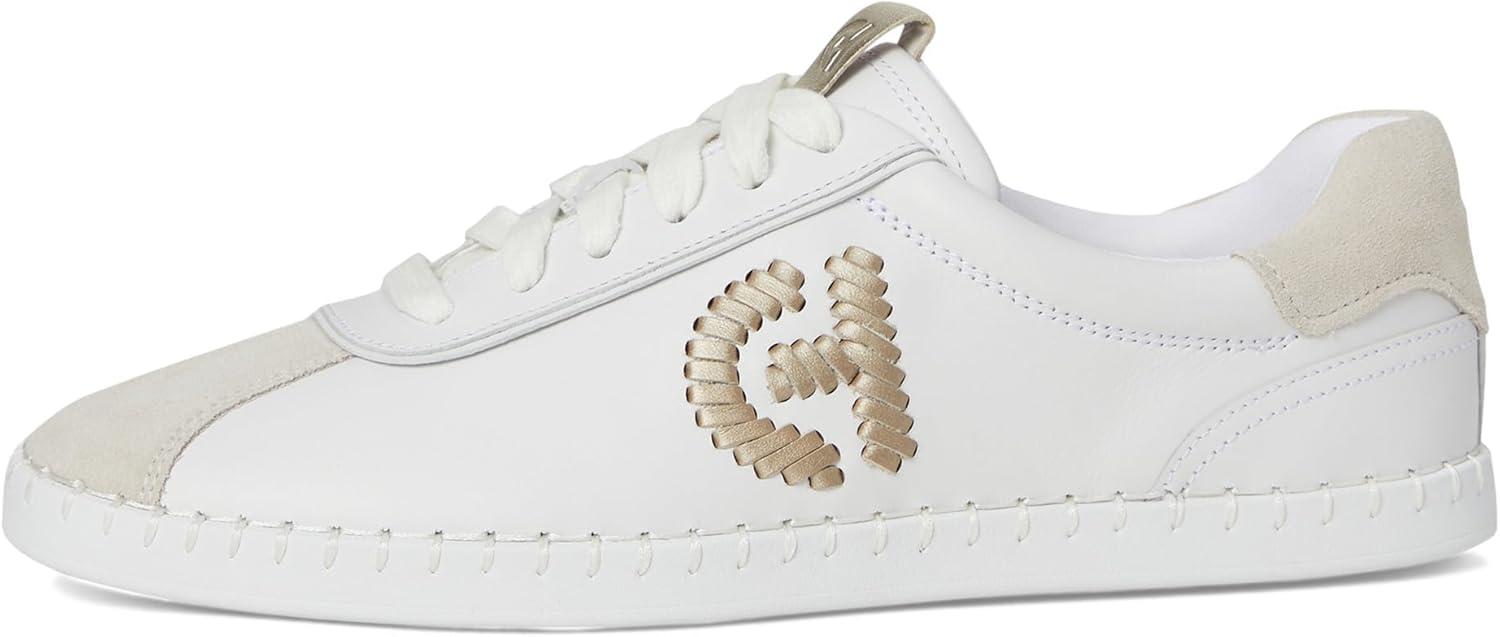 image:imageCole Haan Womens Grandpro AceliaWhiteSilver Birch SuedeGold MetallicWhite