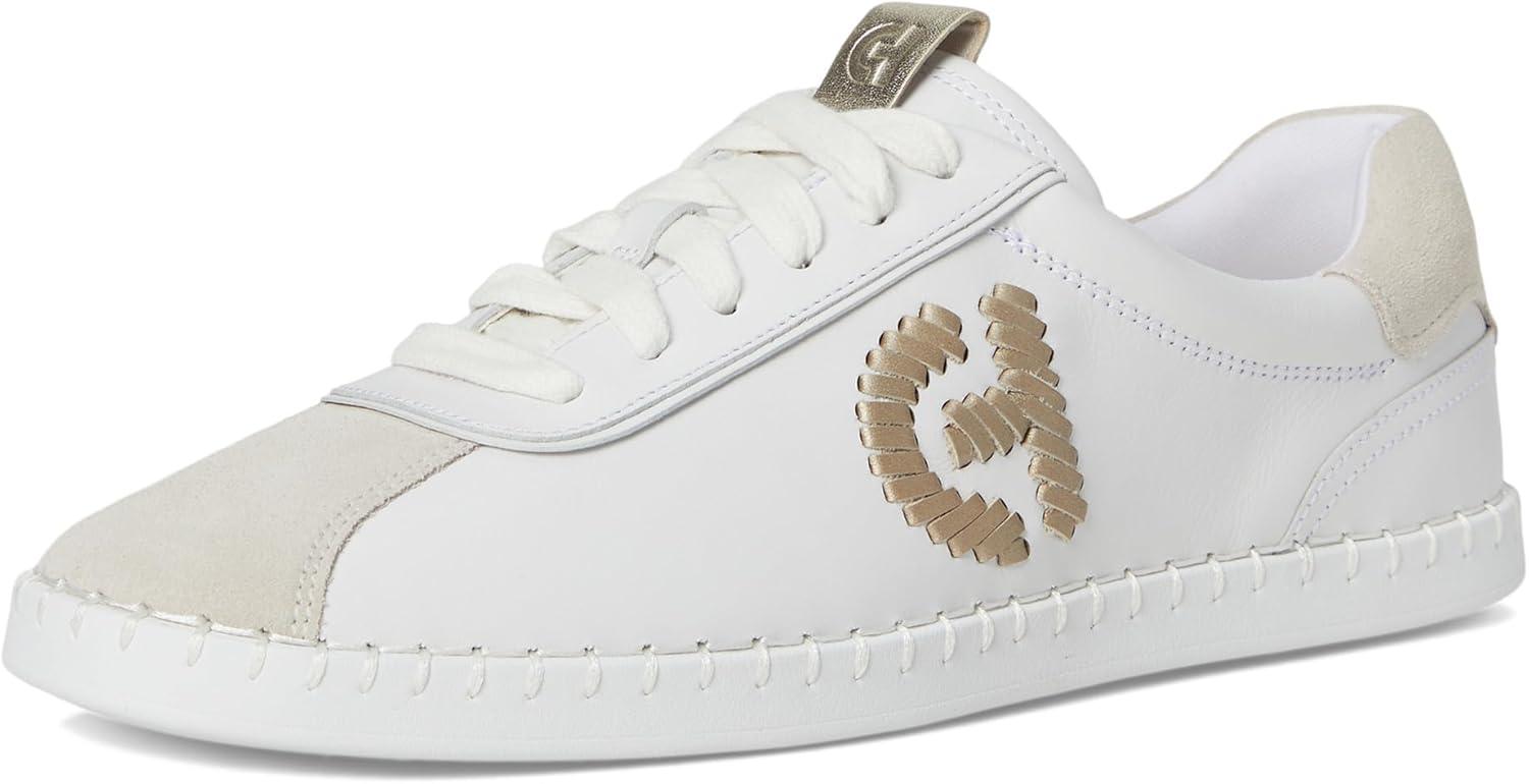 image:imageCole Haan Womens Grandpro AceliaWhiteSilver Birch SuedeGold MetallicWhite