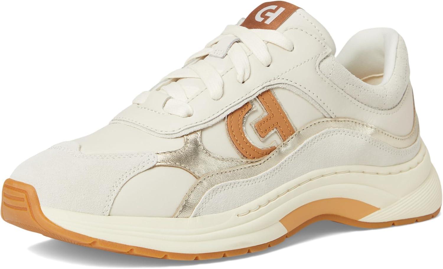 image:imageCole Haan Womens Grandpro Eleeana RunnerIvorySuedeGold MetallicBiscuitIvory