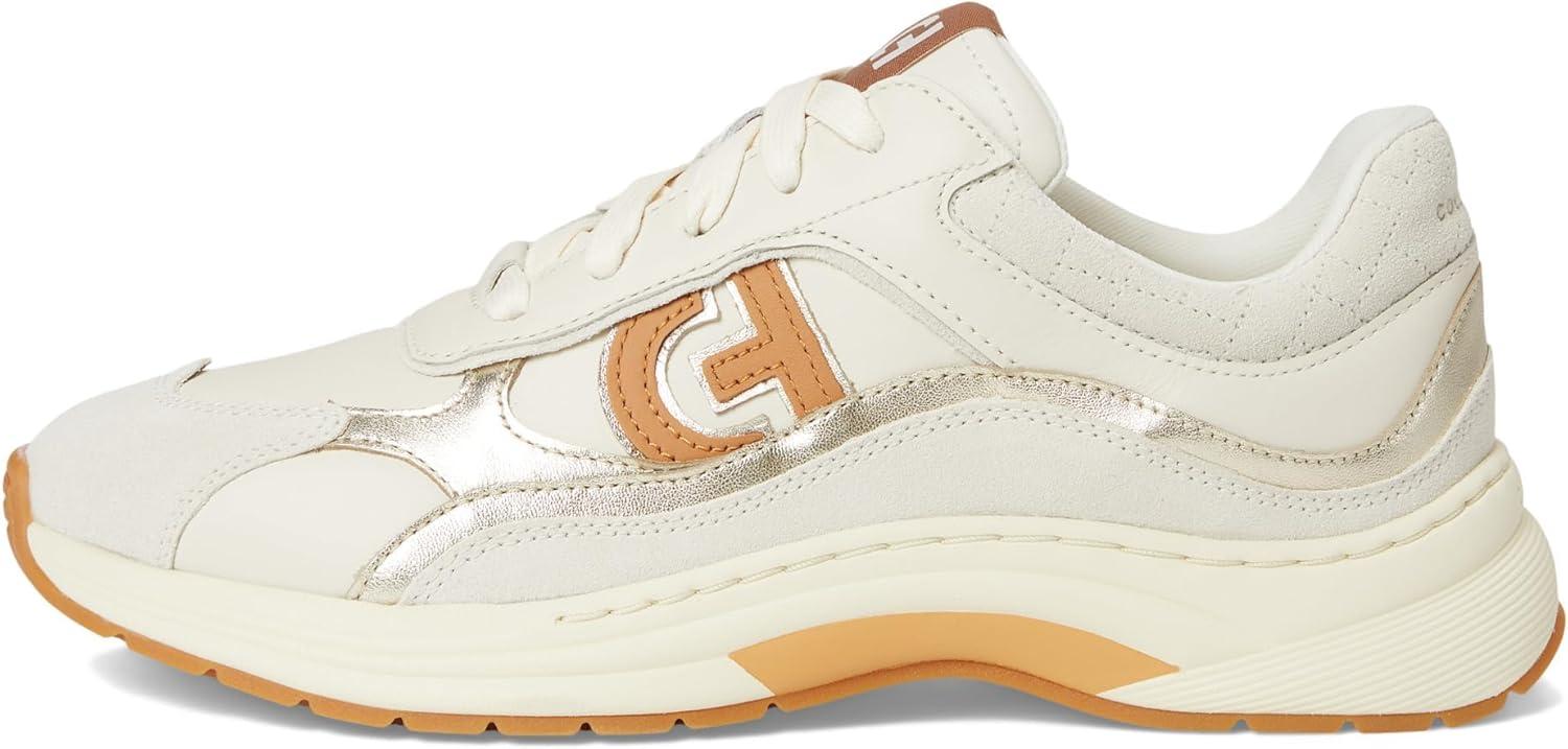 image:imageCole Haan Womens Grandpro Eleeana RunnerIvorySuedeGold MetallicBiscuitIvory