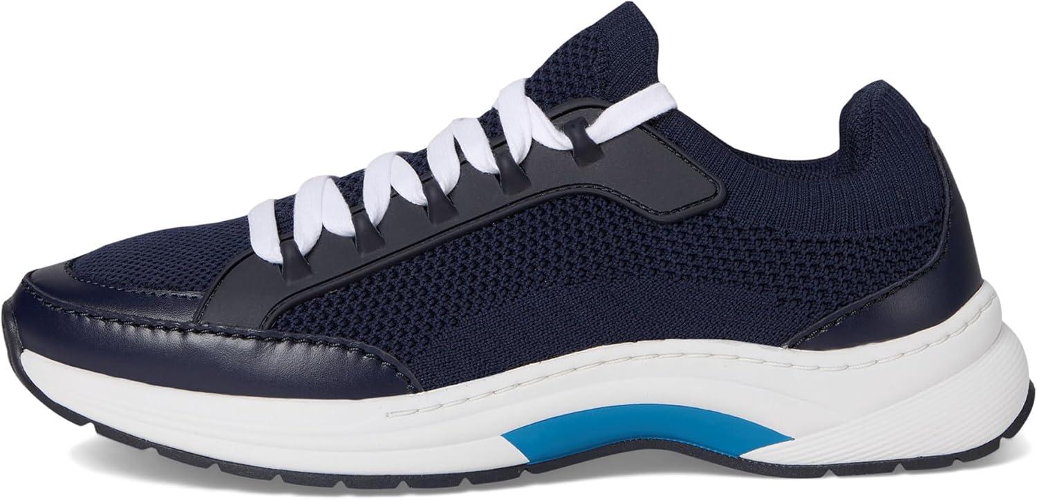 image:imageCole Haan Womens Grandpro Eleena Knit RunnerMidnight Moon KnitLeatherSilver MetallicIvory