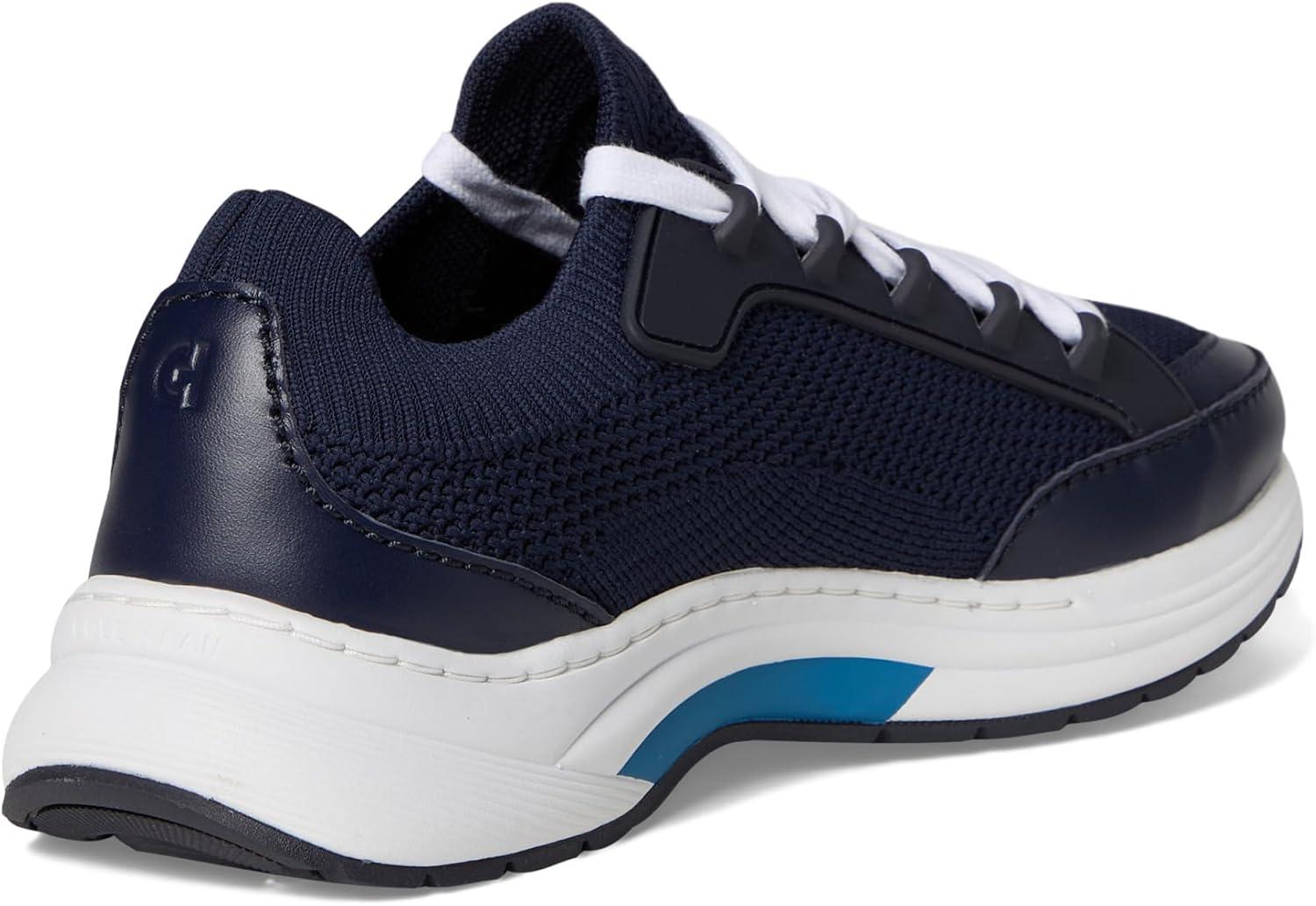 image:imageCole Haan Womens Grandpro Eleena Knit RunnerMidnight Moon KnitLeatherSilver MetallicIvory