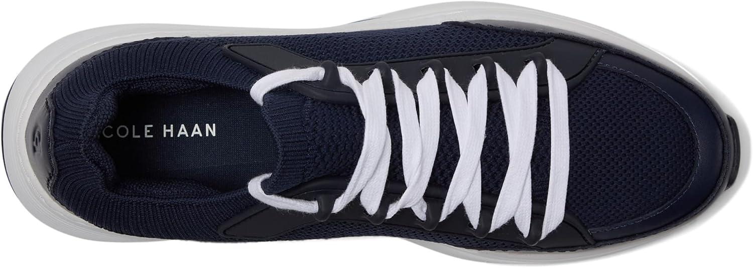 image:imageCole Haan Womens Grandpro Eleena Knit RunnerMidnight Moon KnitLeatherSilver MetallicIvory