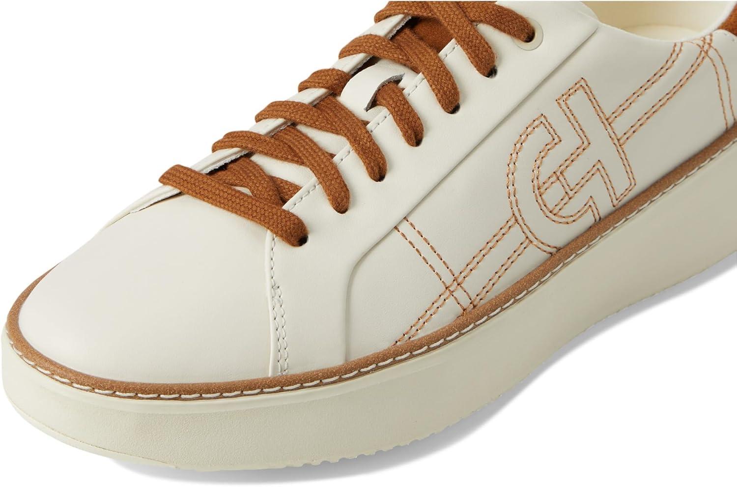 image:imageCole Haan Womens Grandpro Topspin Court SneakerIvory LeatherTobacco Suede