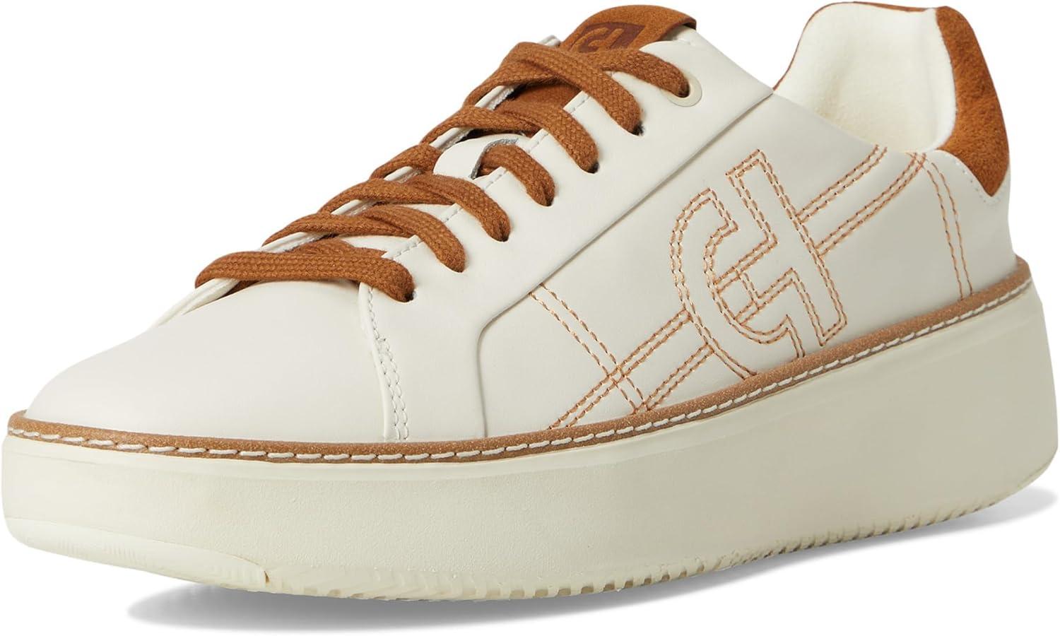 image:imageCole Haan Womens Grandpro Topspin Court SneakerIvory LeatherTobacco Suede