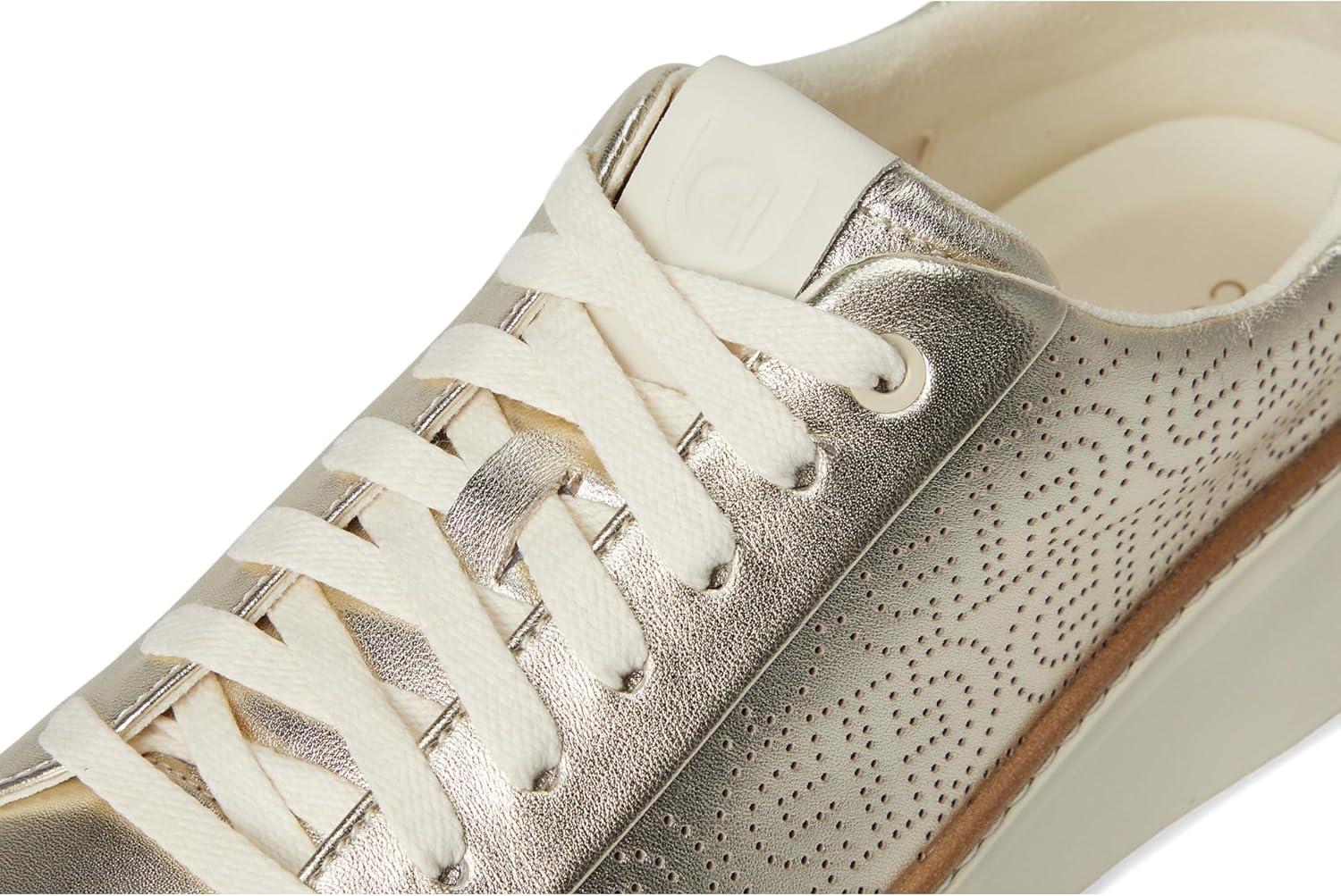 image:imageCole Haan Womens Grandpro Topspin Court SneakerSoft Gold MetallicPerforated Leather