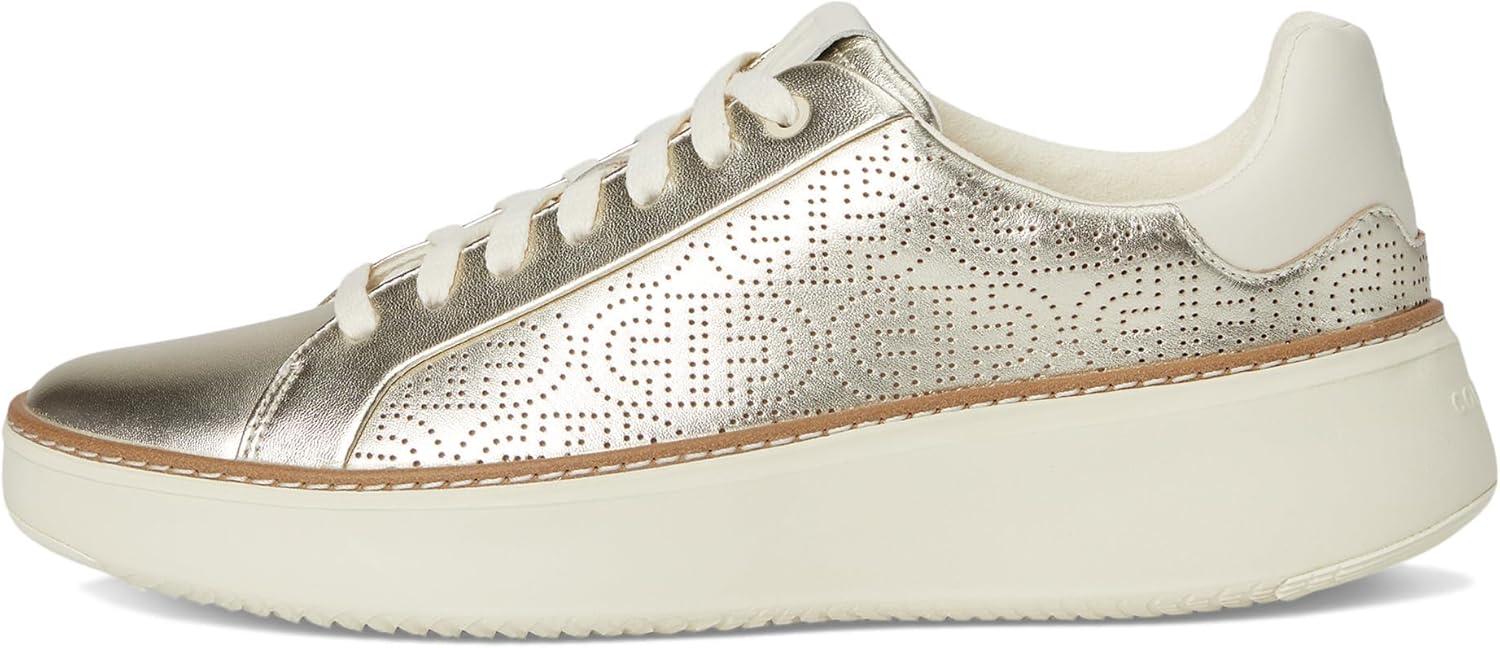 image:imageCole Haan Womens Grandpro Topspin Court SneakerSoft Gold MetallicPerforated Leather