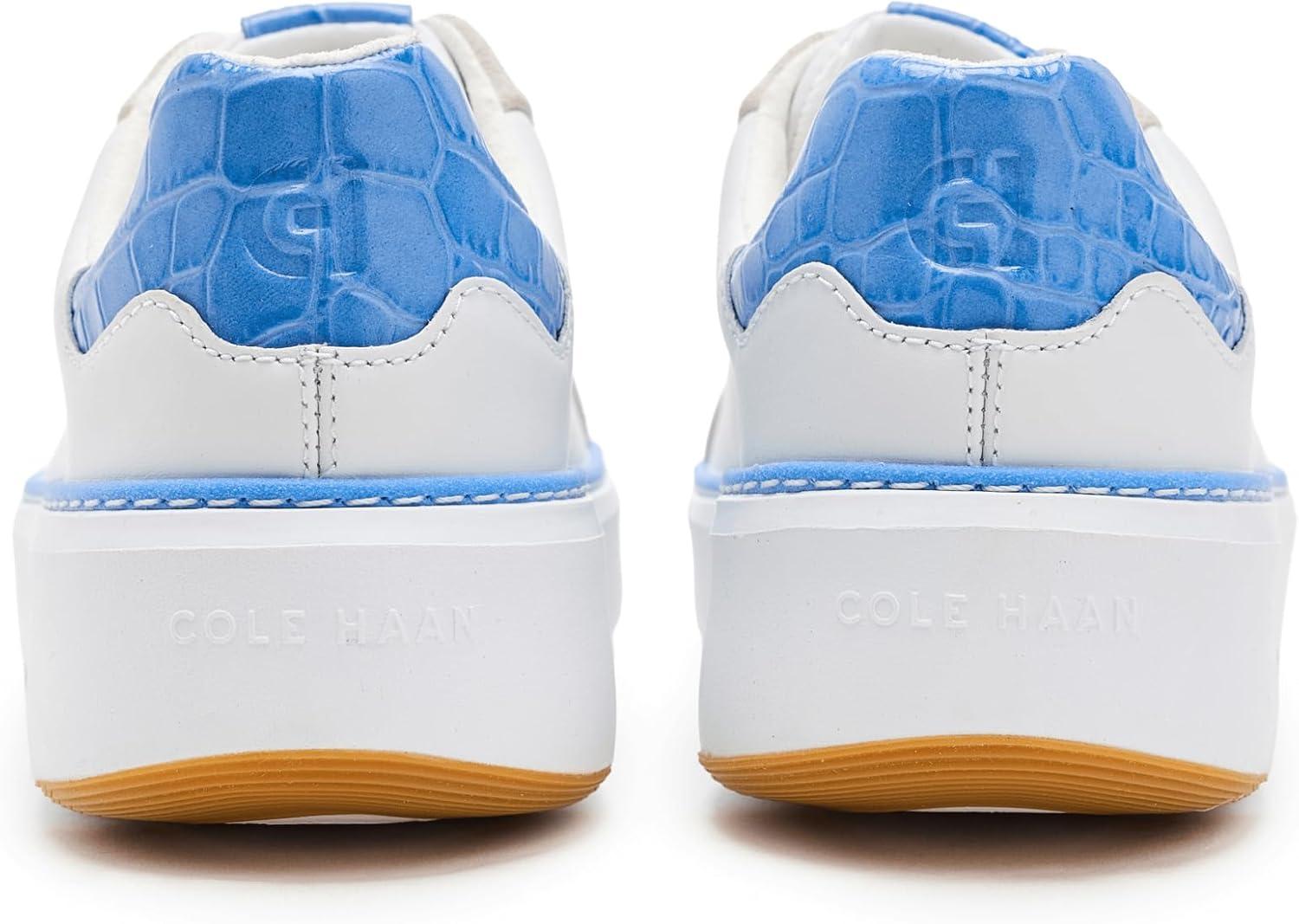 image:imageCole Haan Womens Grandpro Topspin Court SneakerWhite LeatherAzure Blue Crocodile Print Leather